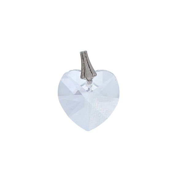 Vintage Sterling Silver 925 Faceted Crystal Heart Pendant - Picture 1 of 5